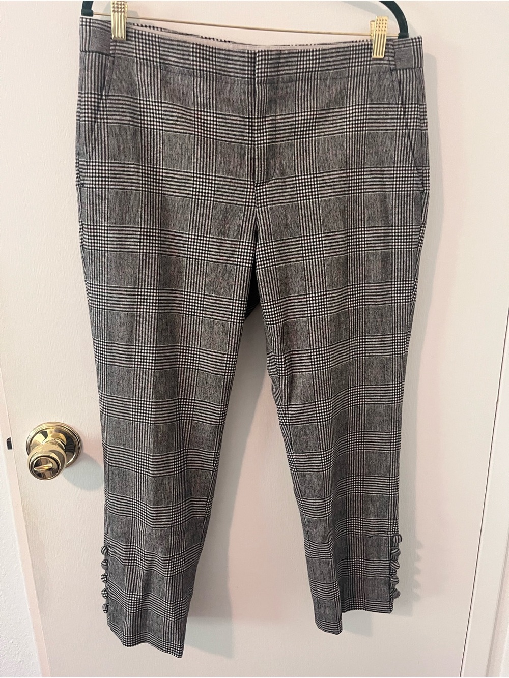 Banana Republic Avery Grey Plaid Wool Ankle Trouser Pants Size 10